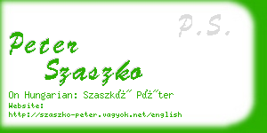 peter szaszko business card